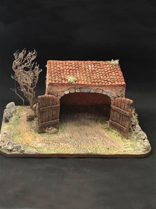 Bergerie sur socle bois - 90 € L 40 cm l 26 cm H 20 cm